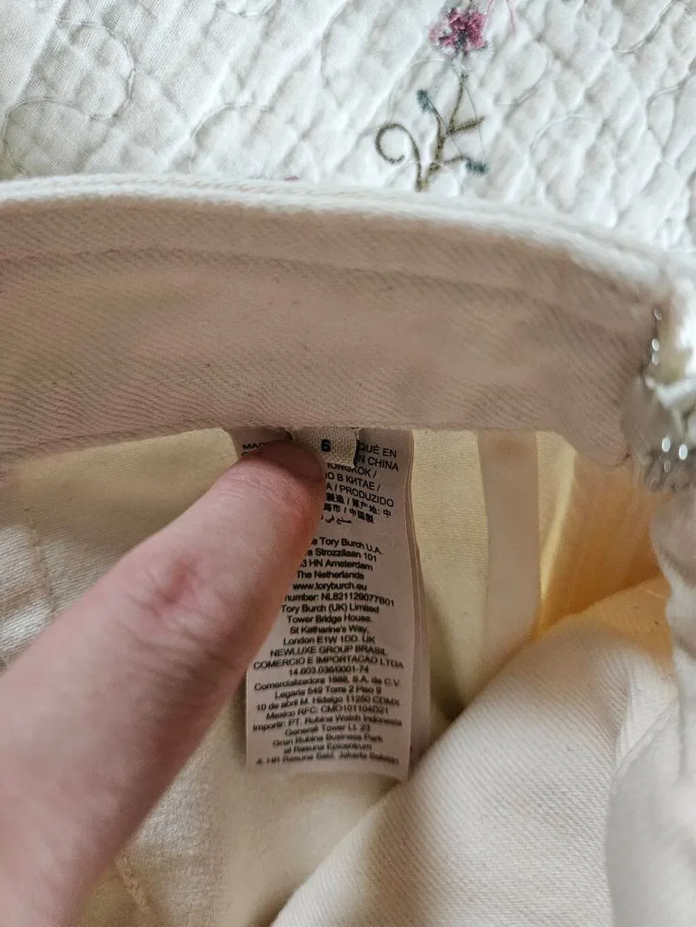 Tory Burch White Sailor Pants Women's 6 Wide Leg High Rise Button Detail Cotton